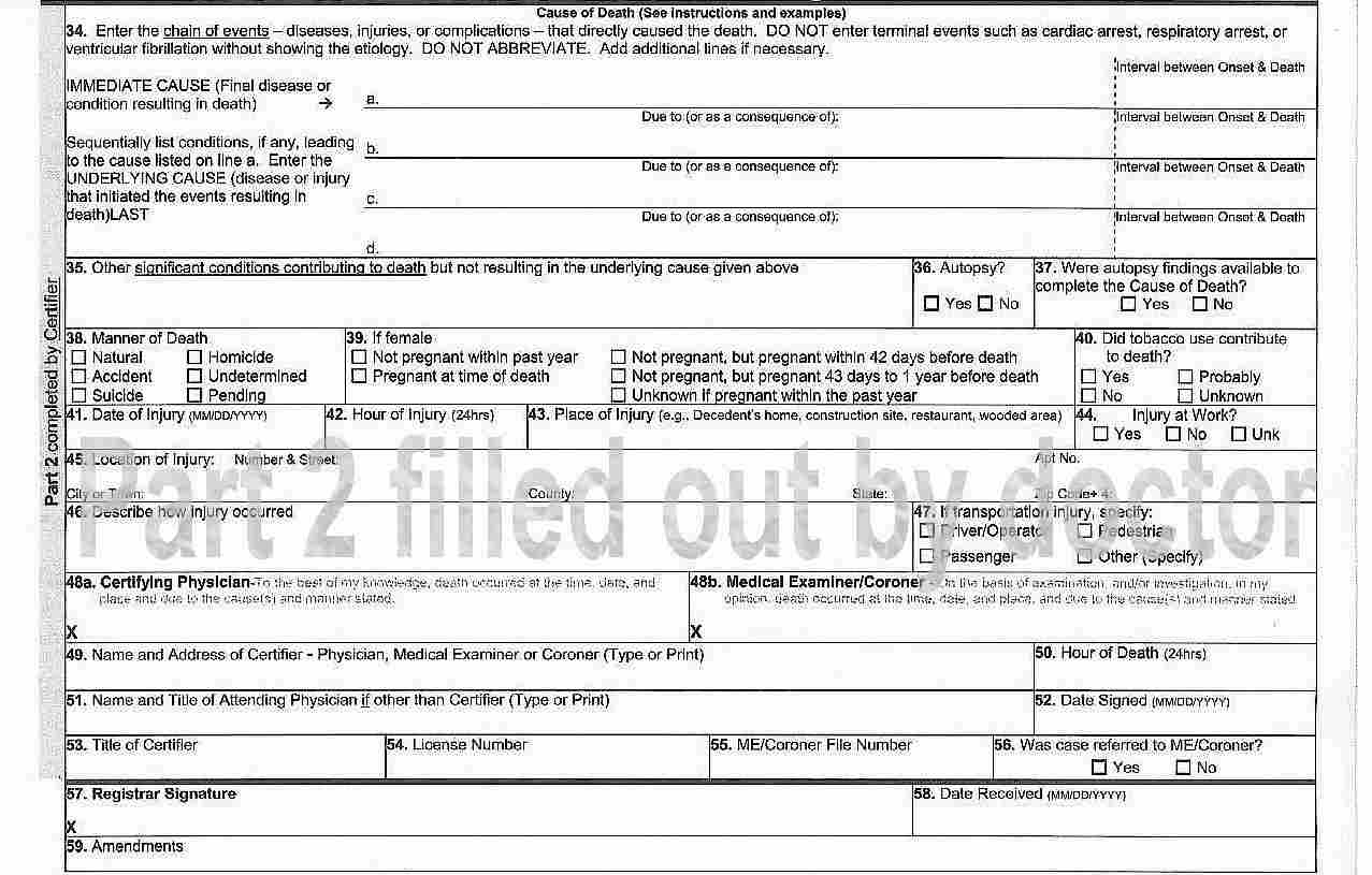 Washington Death Certificate Bottom